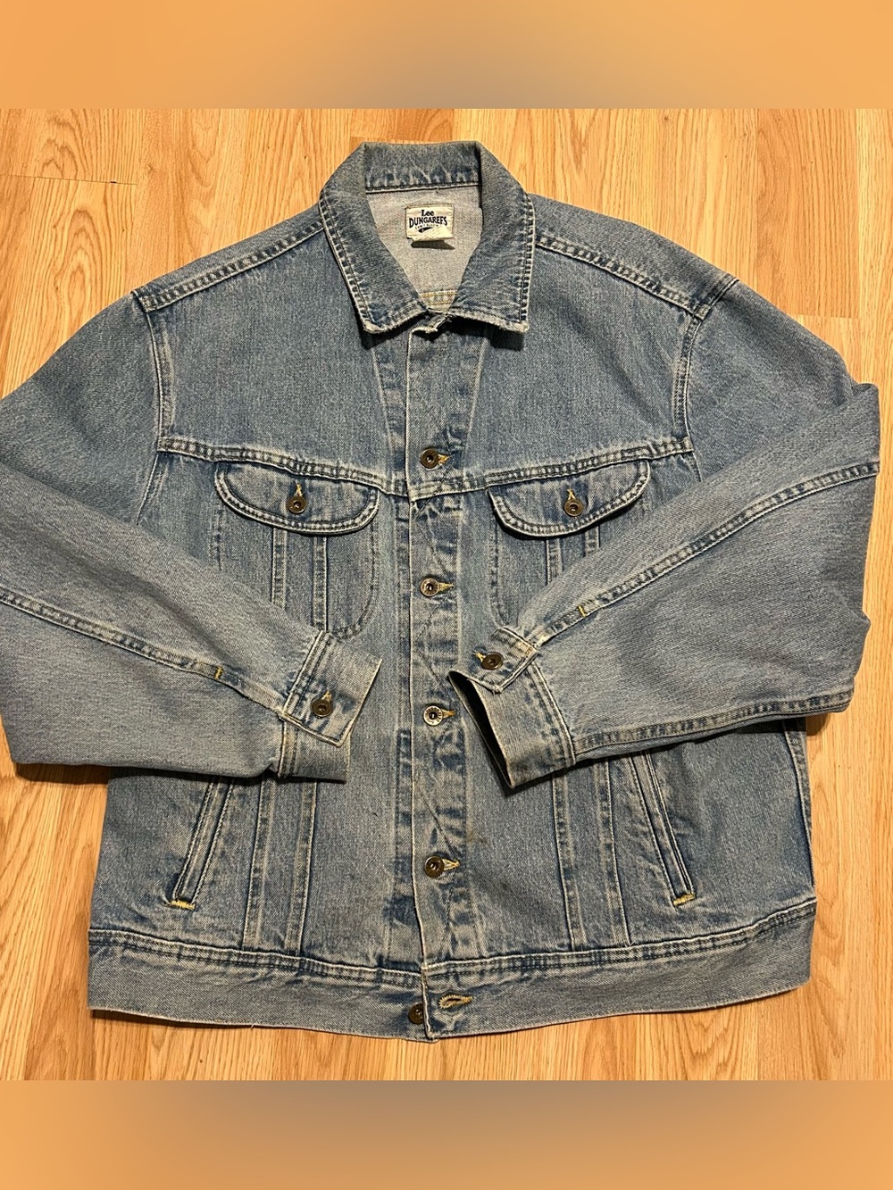 Lee Dungarees Can't Bust'em Denim Trucker Jacket Size XL Regular USA Vintage